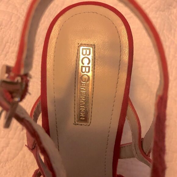  BCBG orange rust strappy Sandal/Heels - Picture 4 of 6